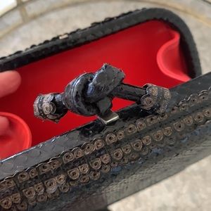 Bottega veneta NWT black clutch red leather interior